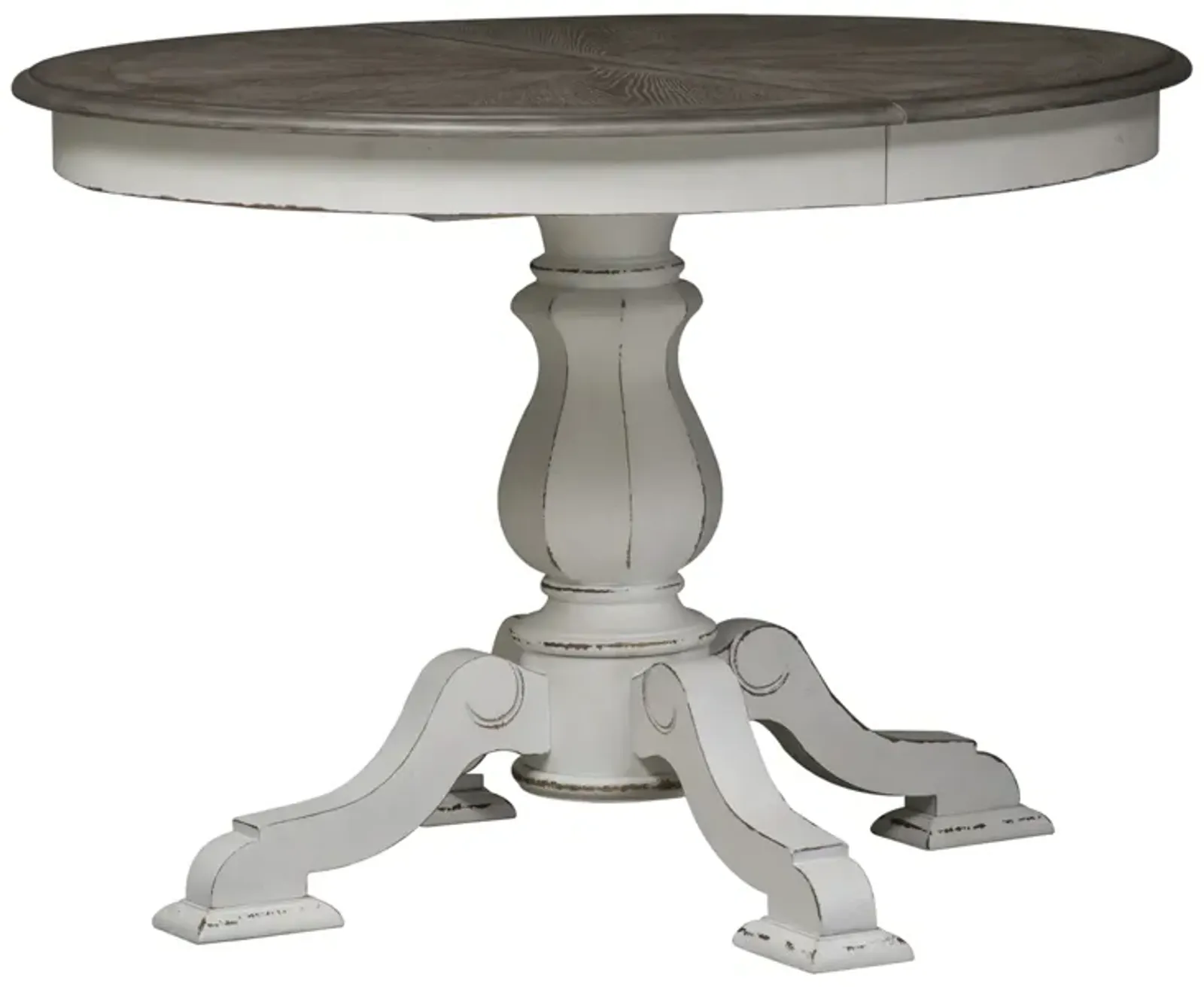 Liberty Furniture 5-Piece Antique White Weathered Bark Pedestal Dining Table Set Magnolia Manor