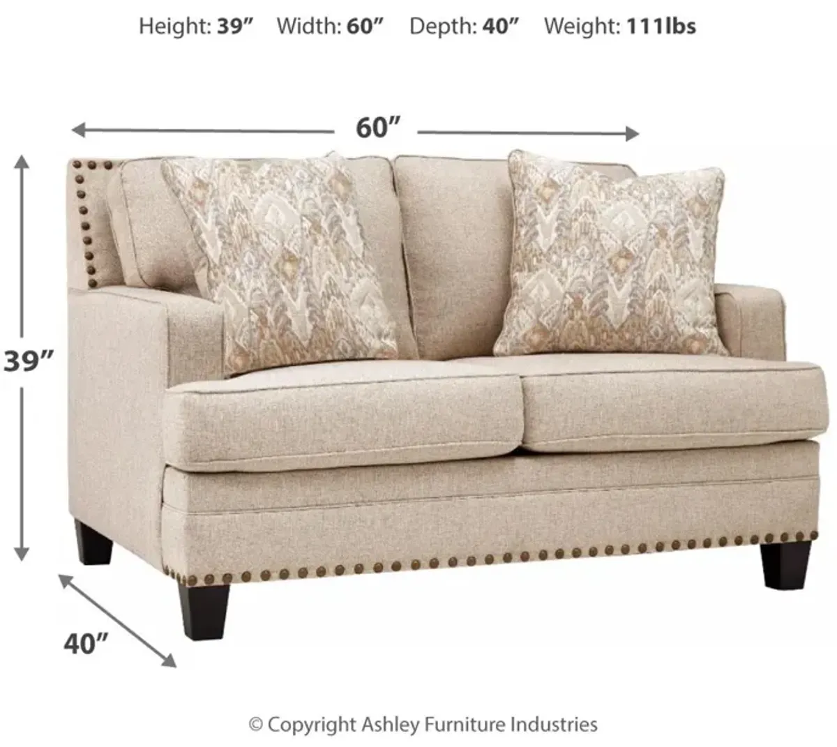 Ashley Claredon Loveseat Linen Benchcraft