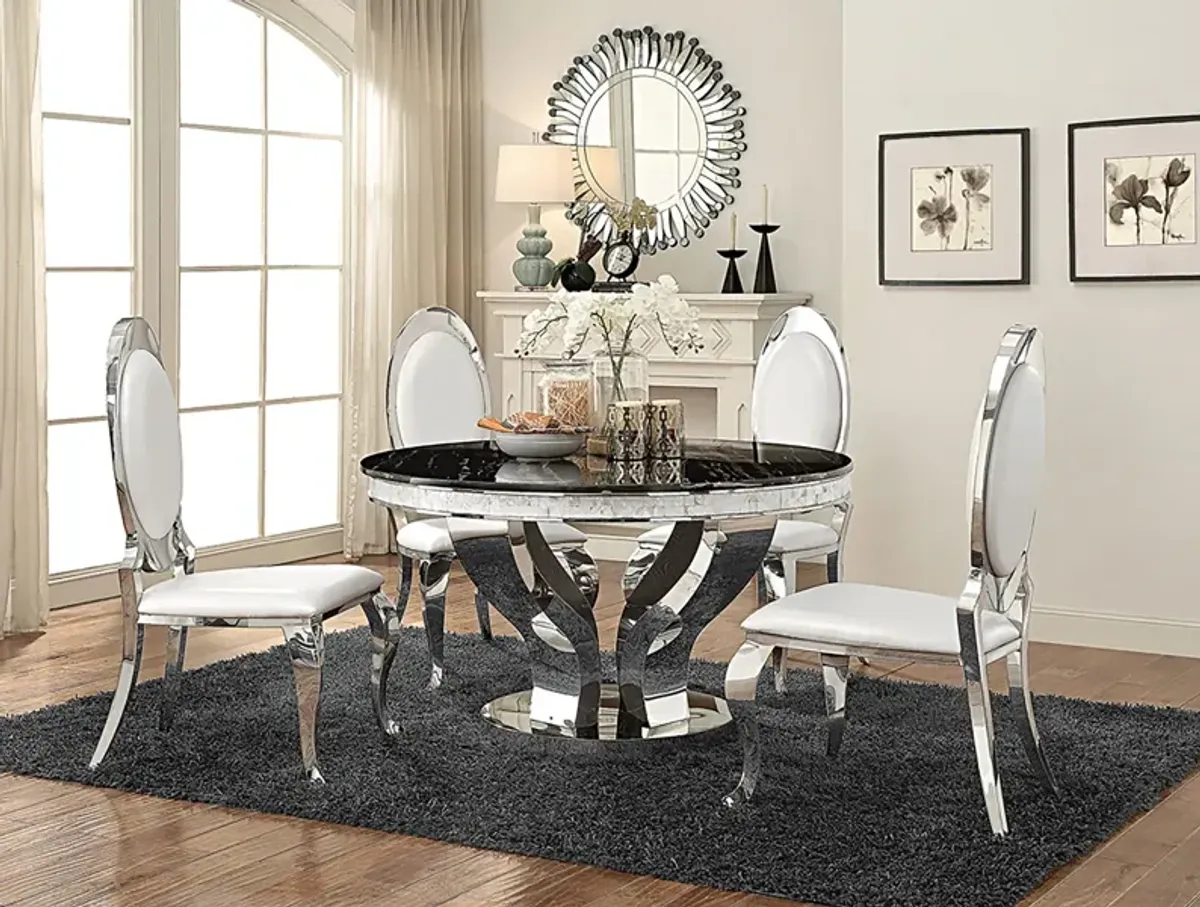 Coaster Anchorage Round 51 Inch Glass Top Dining Table Chrome