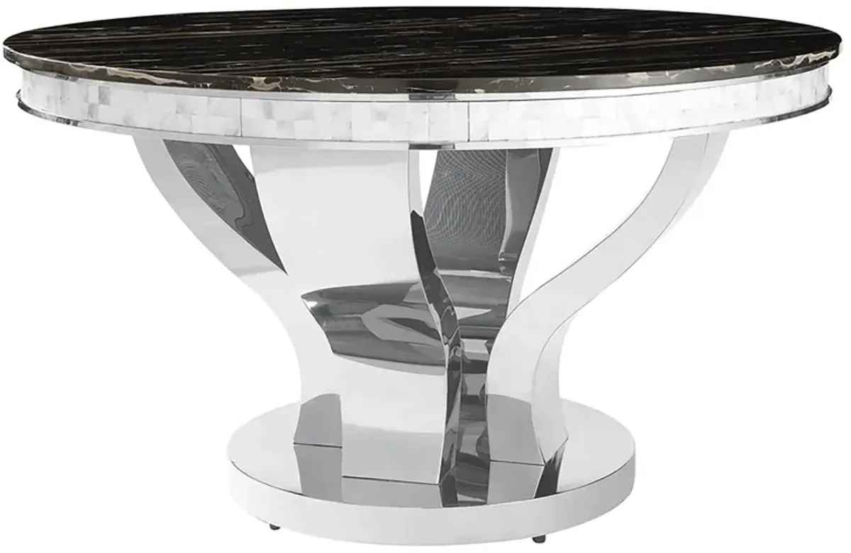 Coaster Anchorage Round 51 Inch Glass Top Dining Table Chrome