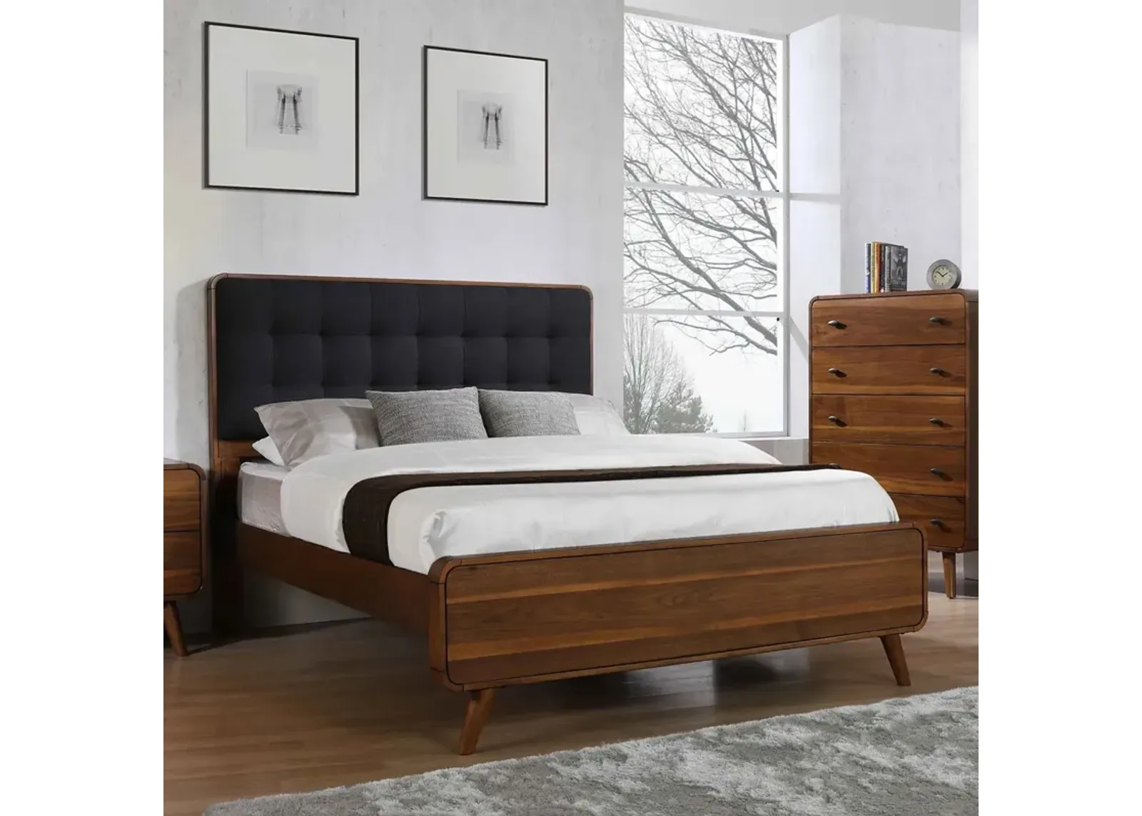 Robyn Wood California King Panel Bed Dark Walnut