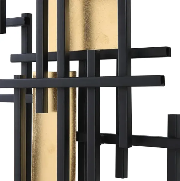 Uttermost Reflection 2-Piece Matte Black/Gold Leaf Metal Grid Wall Decor Set