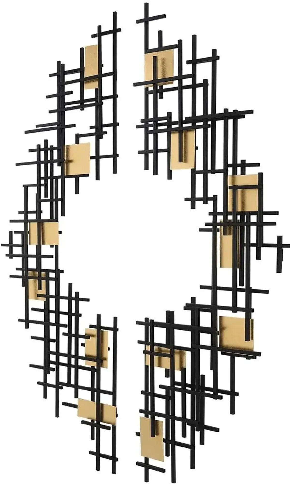 Uttermost Reflection 2-Piece Matte Black/Gold Leaf Metal Grid Wall Decor Set