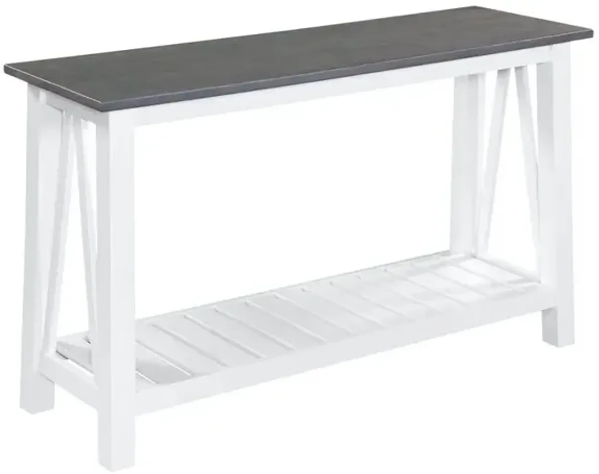 John Thomas Surrey Sofa Table in Heather Gray & White