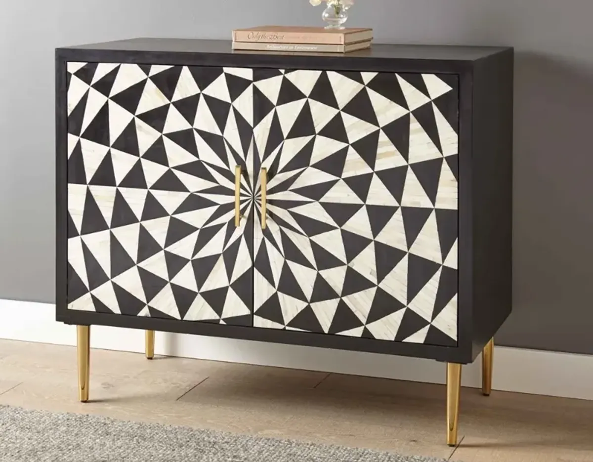 Steve Silver Benzara Black & White Accent Cabinet