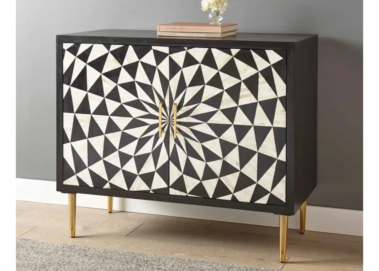 Steve Silver Benzara Black & White Accent Cabinet