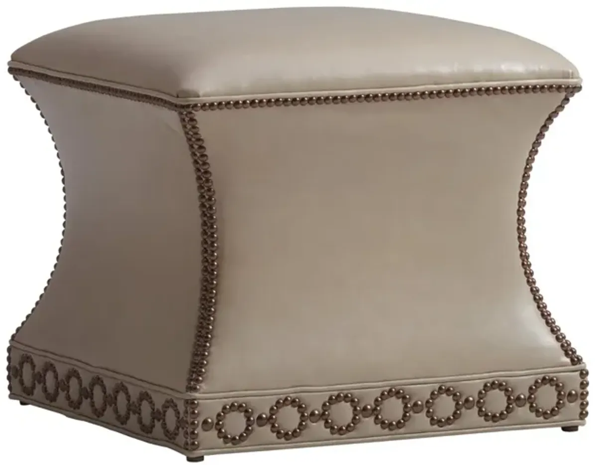 Carlyle by Lexington Beige Merino Leather Ottoman Carlyle