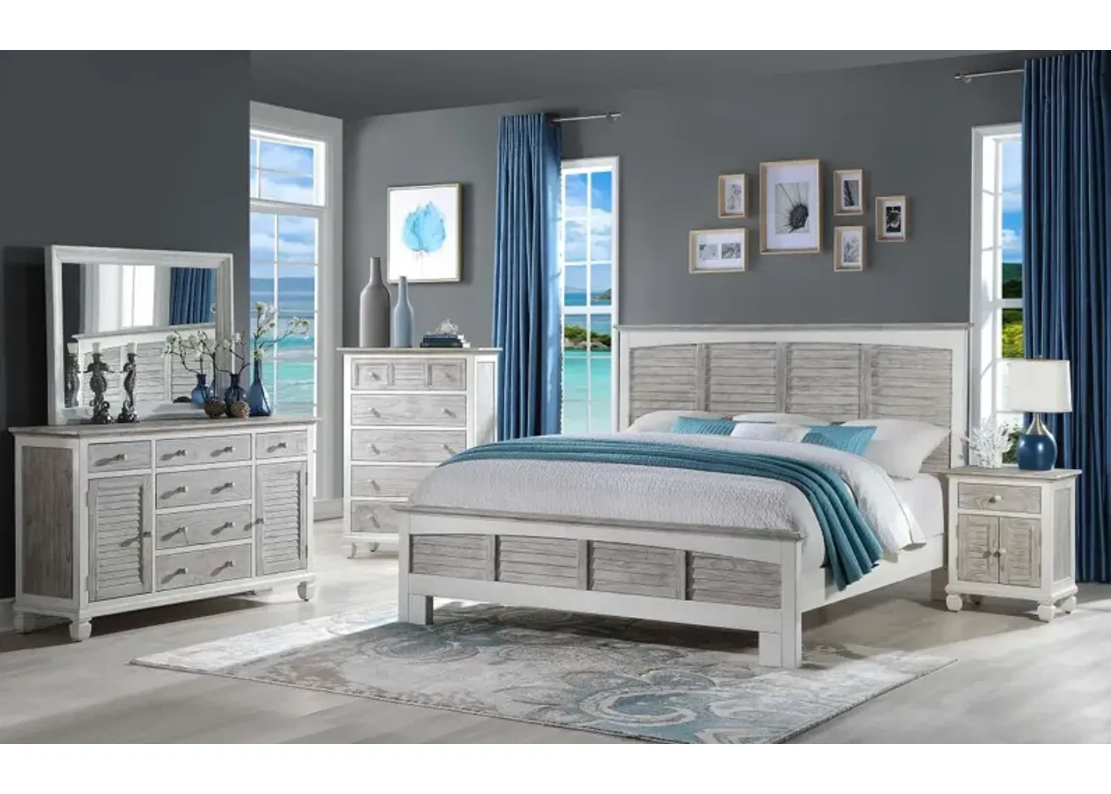 Seawinds Islamorada Clean White & Grey King Headboard