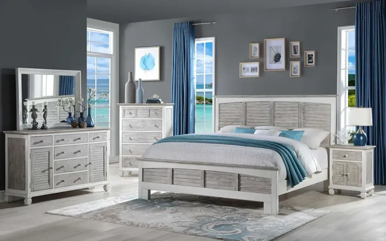 Seawinds Islamorada Clean White & Grey King Headboard