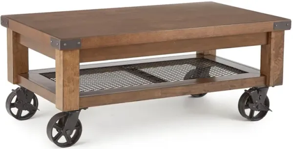 Steve Silver Hailee Cocktail Table With Casters In Antique Oak