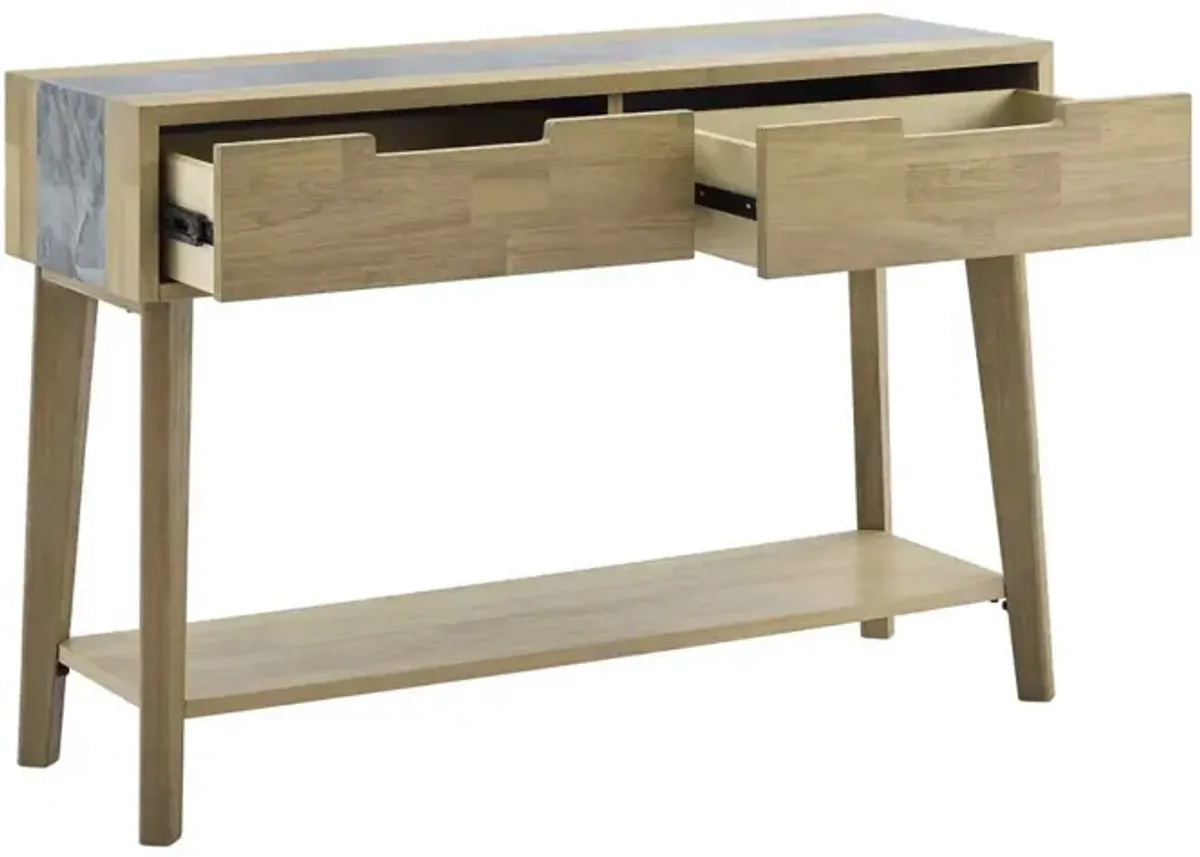 Steve Silver Calgary Sintered Stone Inlay Sofa Table In Natural Acacia