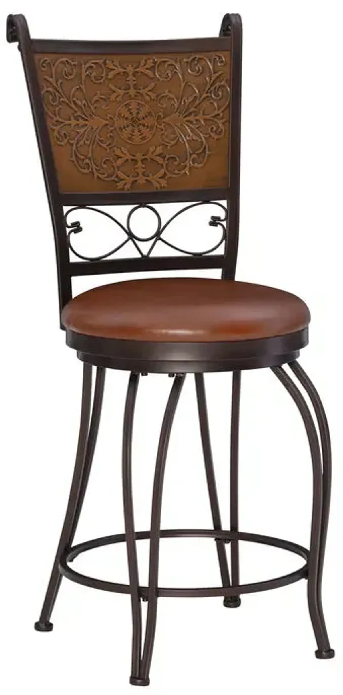 Powell Bronze with Muted Copper Stamped Back Counter Stool