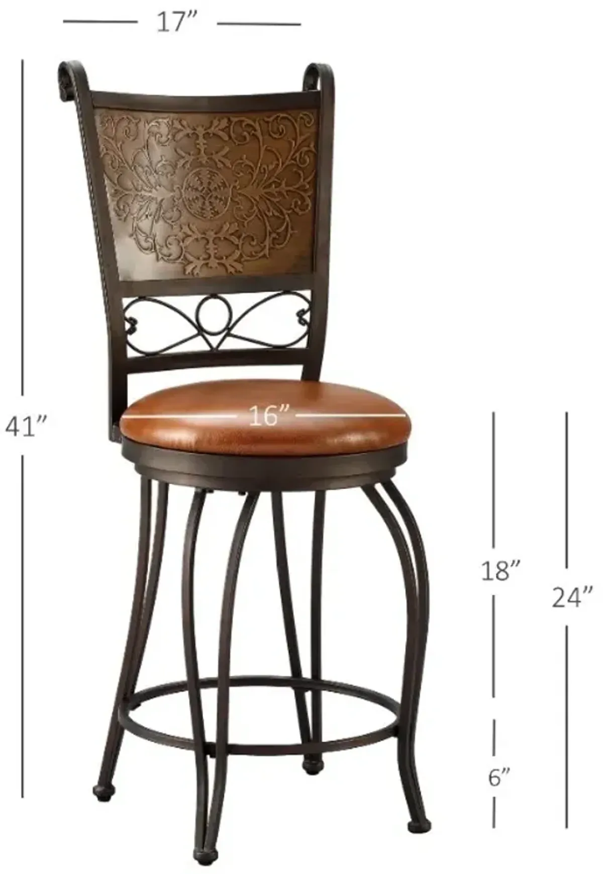 Powell Bronze with Muted Copper Stamped Back Counter Stool