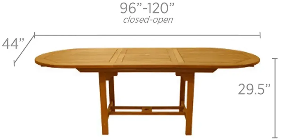 Royal Teak Outdoor Family Oval Large Expansion Dining Table