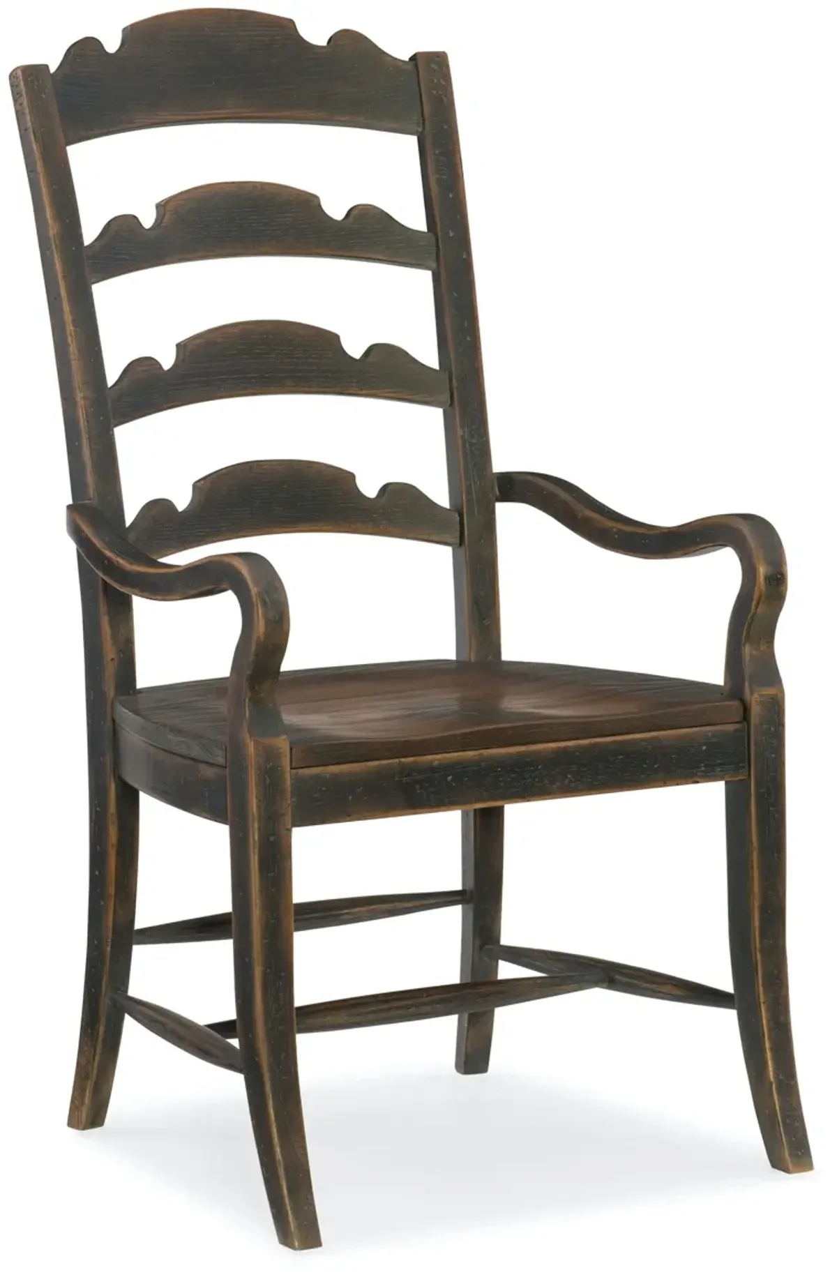 Hooker Furniture Hill Country Twin Sisters Aged Black Ladder Back Armchair