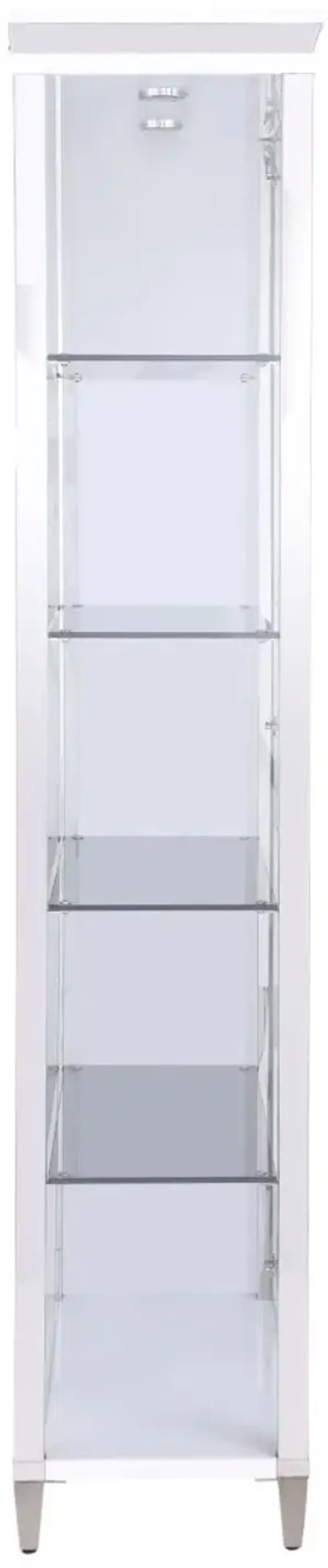 Chintaly Contemporary Tempered Glass Curio with Shelves Lighting & Locking Doors