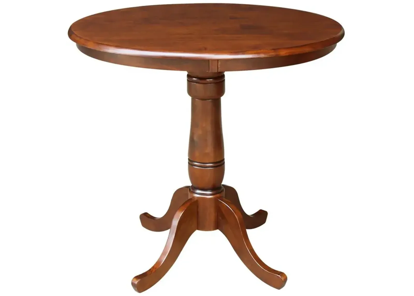 John Thomas Dining Essentials 36 Inch Round Table Top with 36 Inch Traditional Pedestal Base with Extension in Espresso