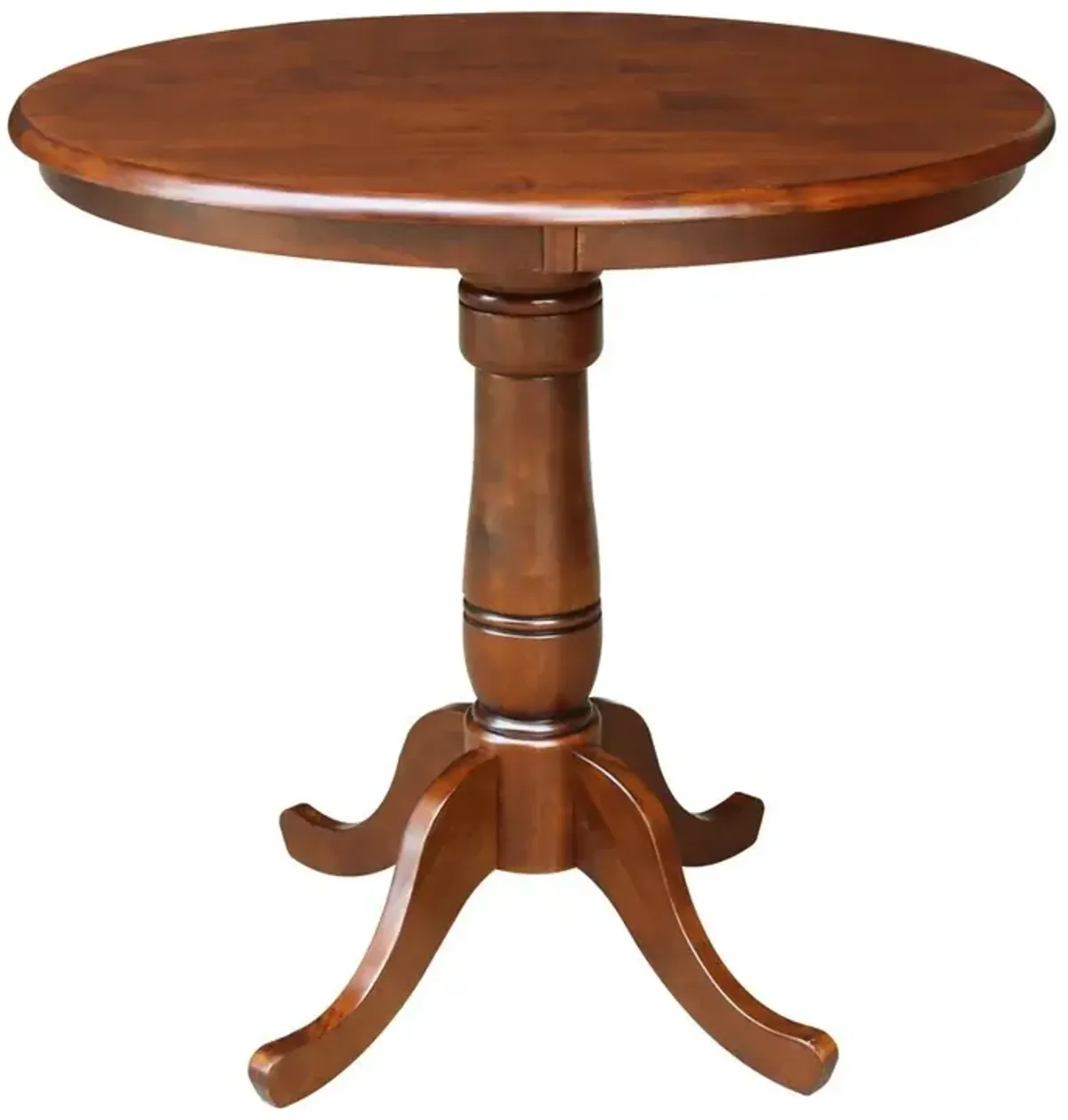 John Thomas Dining Essentials 36 Inch Round Table Top with 36 Inch Traditional Pedestal Base with Extension in Espresso