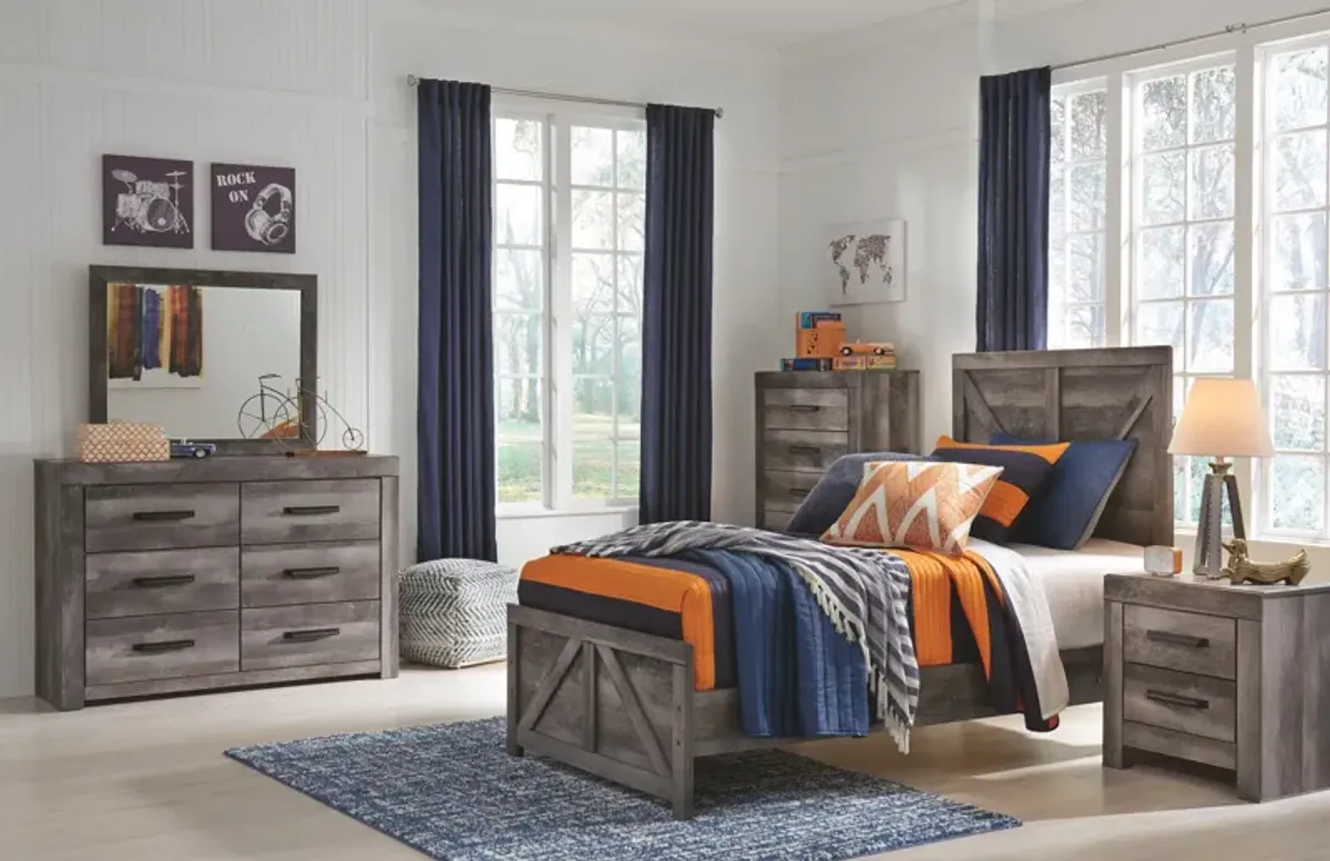 Ashley Wynnlow Gray Twin Crossbuck Panel Bed