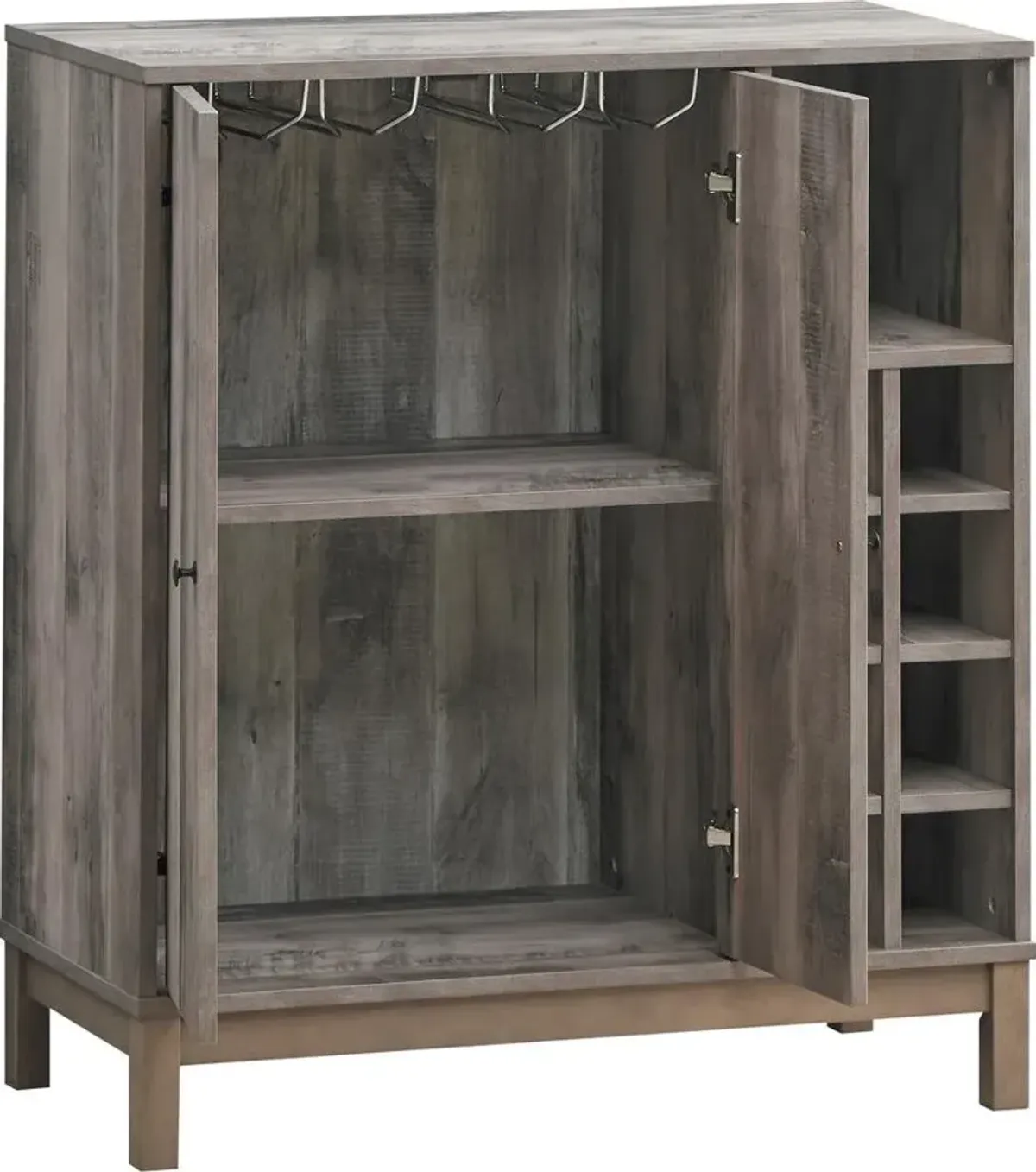 Coaster Cheyenne 2-Door Home Bar Wine Cabinet Weathered Acacia