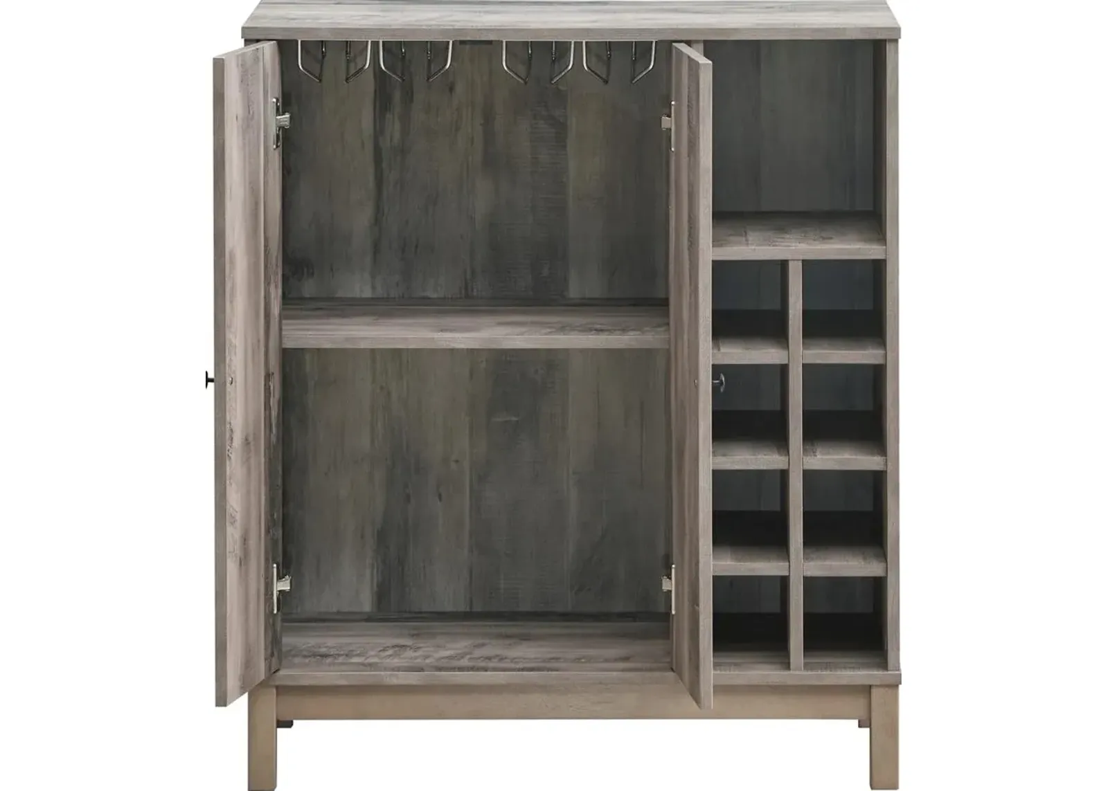 Coaster Cheyenne 2-Door Home Bar Wine Cabinet Weathered Acacia