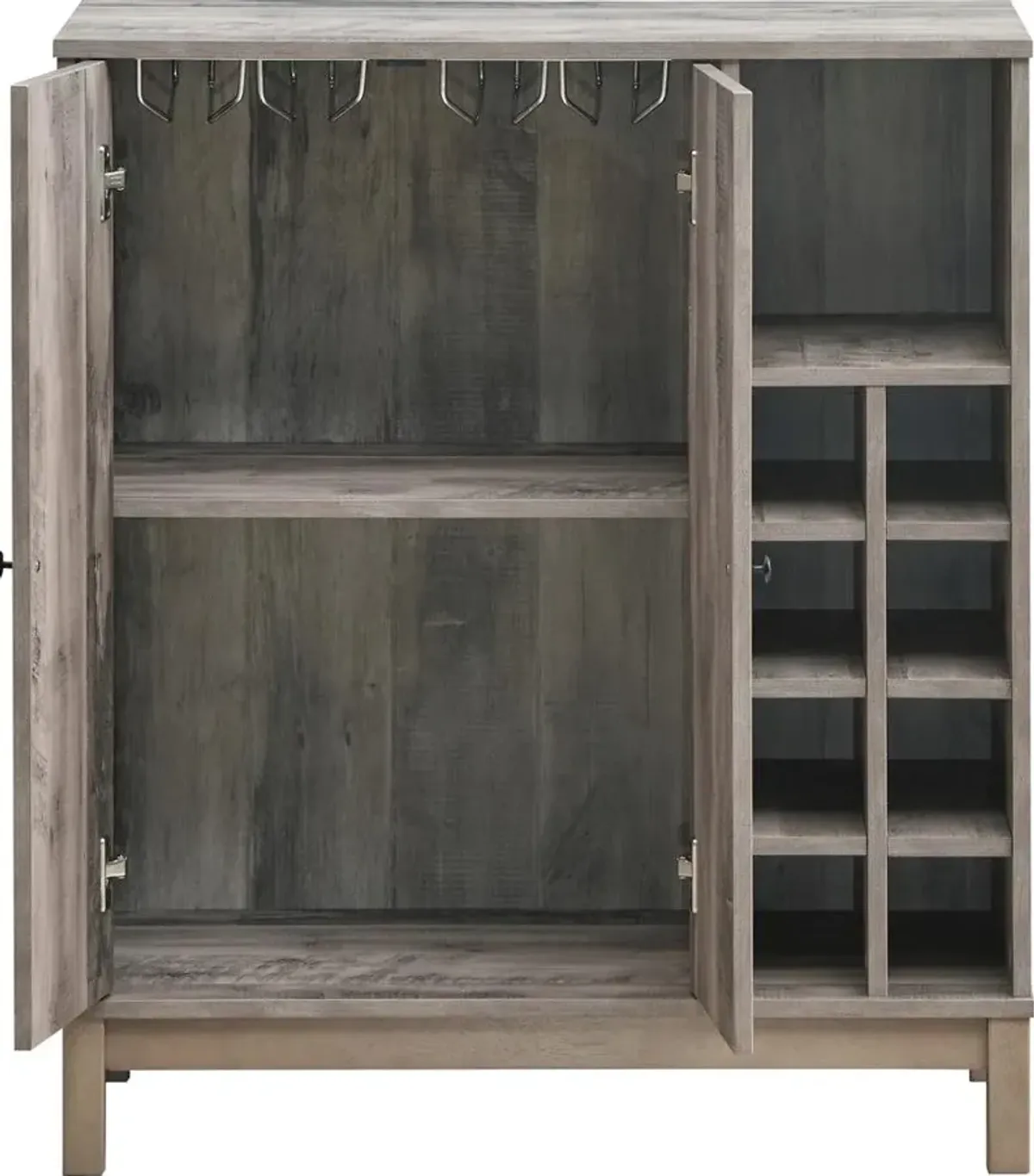 Coaster Cheyenne 2-Door Home Bar Wine Cabinet Weathered Acacia