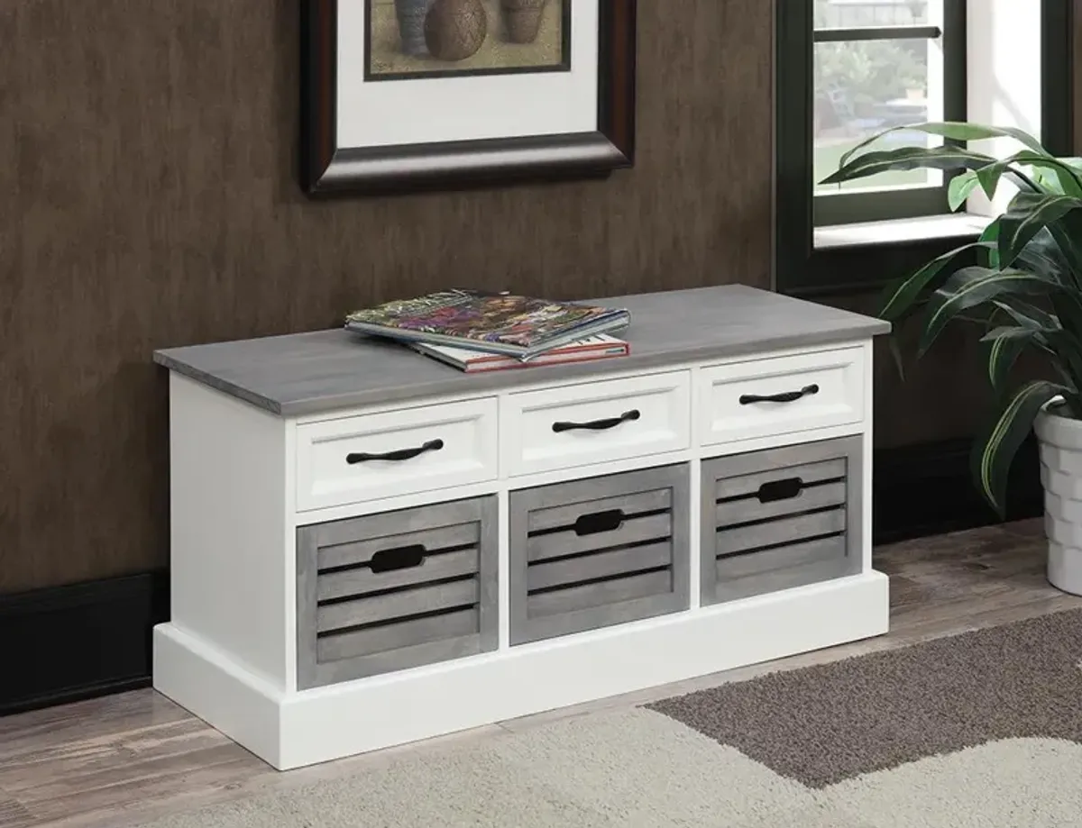 Coaster Alma 3-Drawer Storage Bench White & Weathered Grey