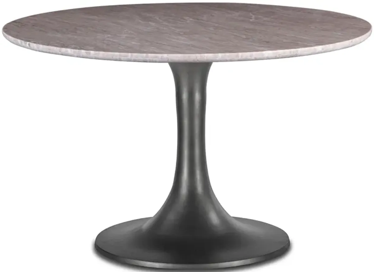 Home Trends Design Palm Springs Natural Brown Marble Dining Table with Brushed Steel Tulip Base