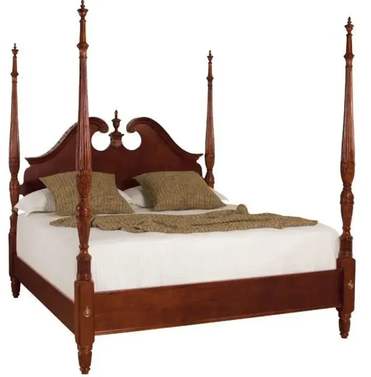 American Drew King Pediment Poster Bed Complete with Heaboard/Footboard/Rails Cherry Grove