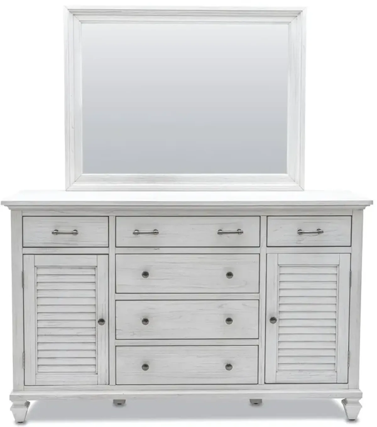 Seawinds Surfside 6-Drawer/2-Door Dresser Weathered White Finish