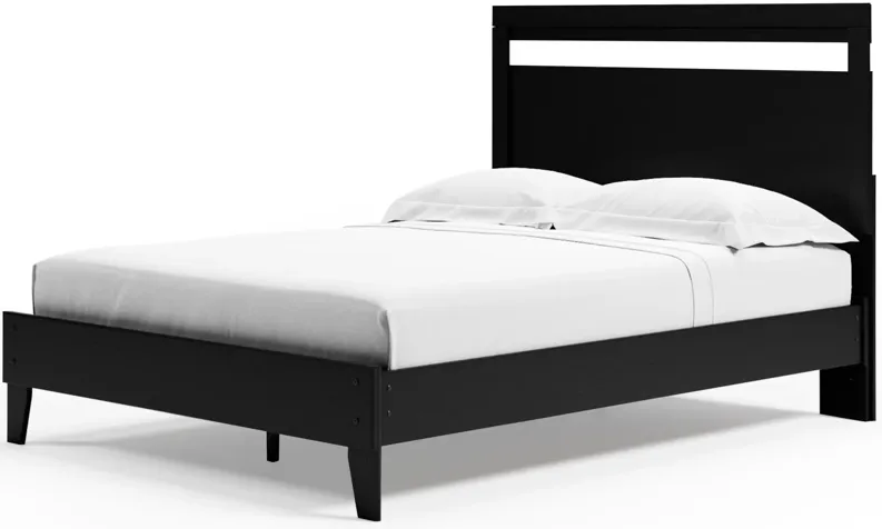 FINCH QUEEN PANEL PLATFORM BED BLACK/BROWN SIGNATURE DESIGN