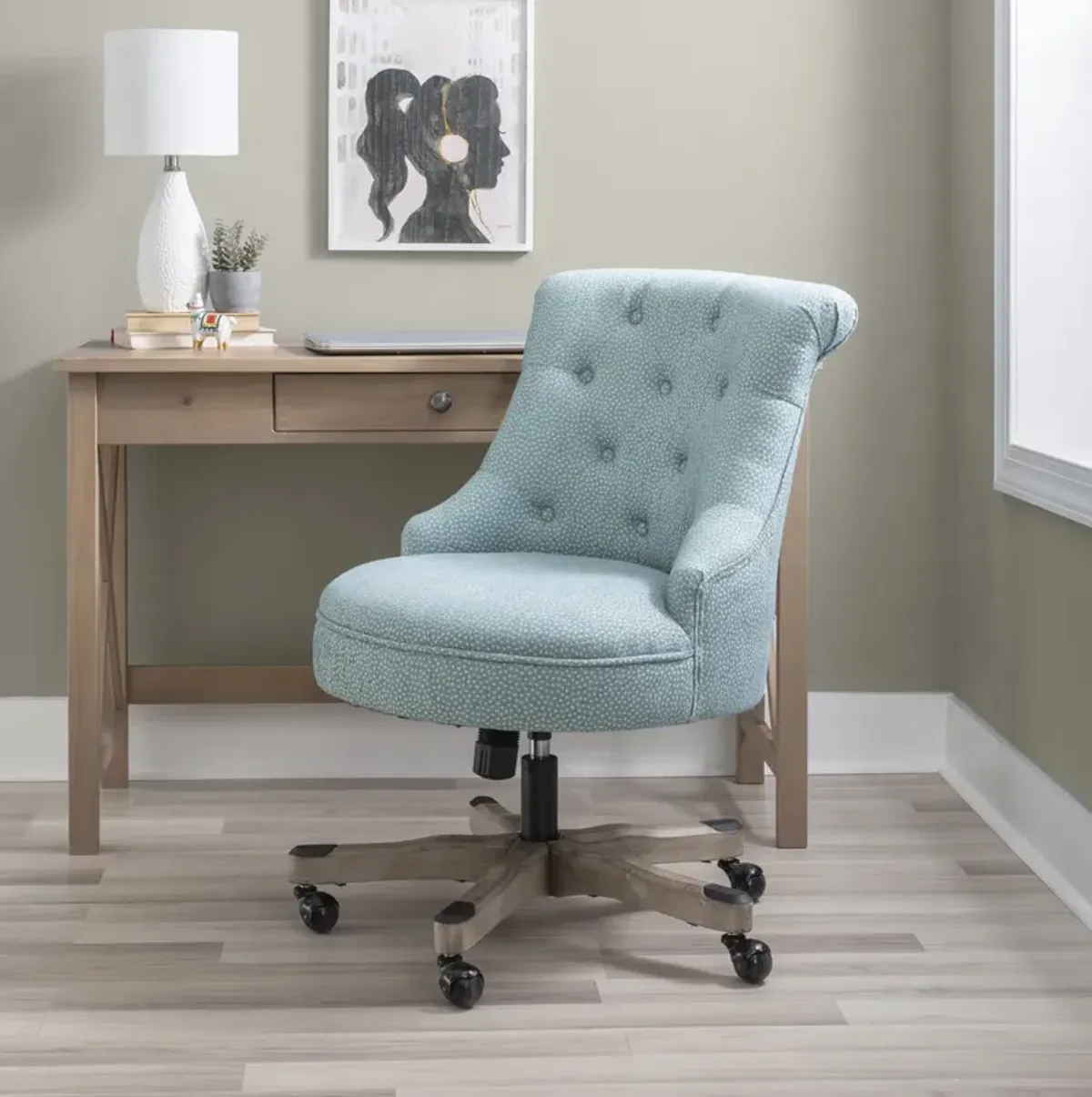 Linon Sinclair Light Blue Desk Chair