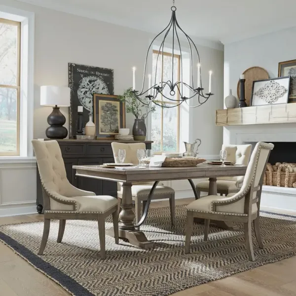 Liberty Furniture Americana Farmhouse 5-Piece Black/Dusty Taupe Trestle Dining Table Set