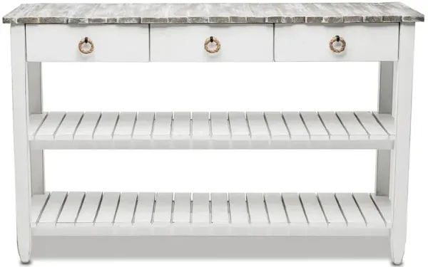 Seawinds Picket Fence Entertainment Center Grey/Blanc Finish