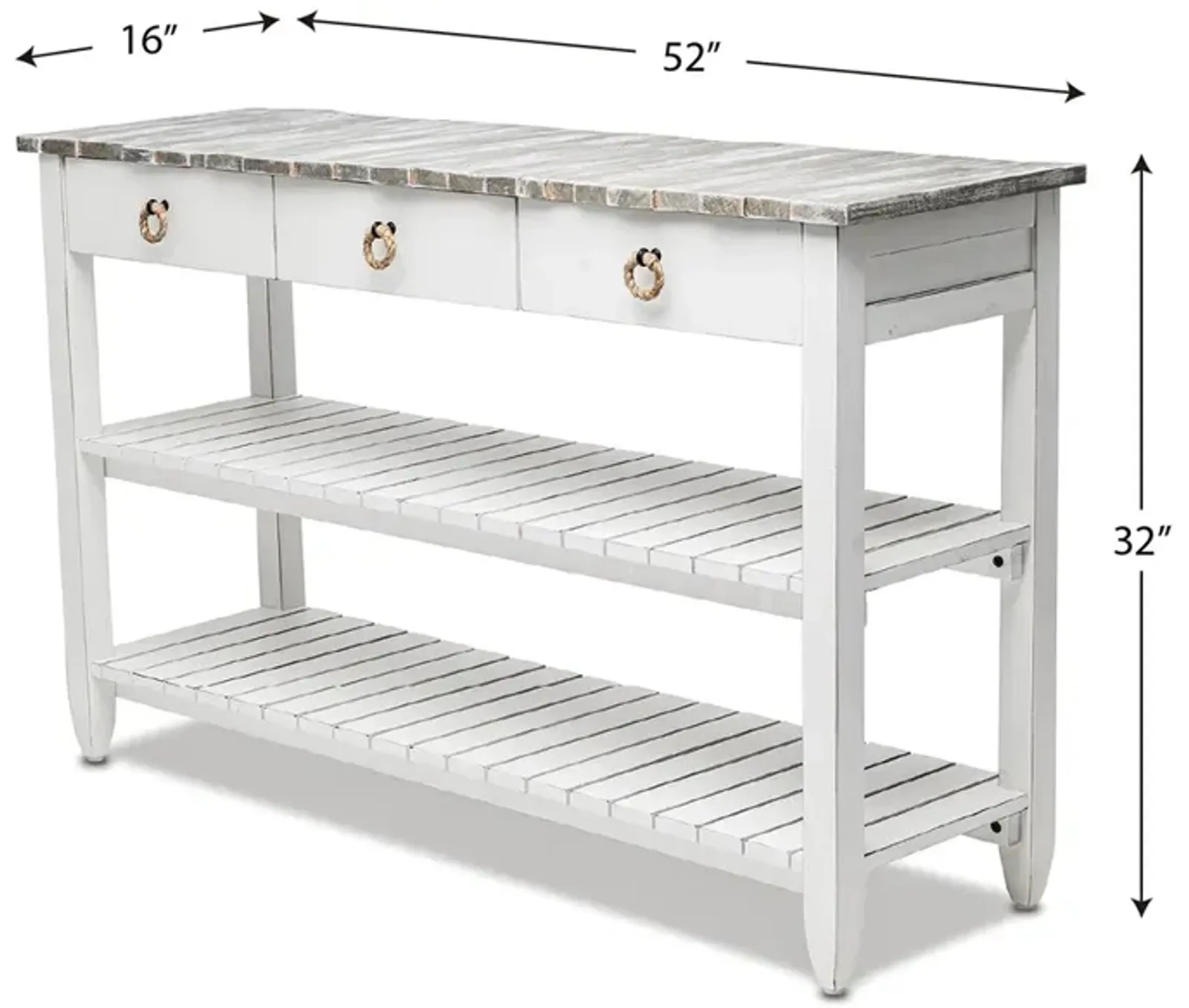 Seawinds Picket Fence Entertainment Center Grey/Blanc Finish