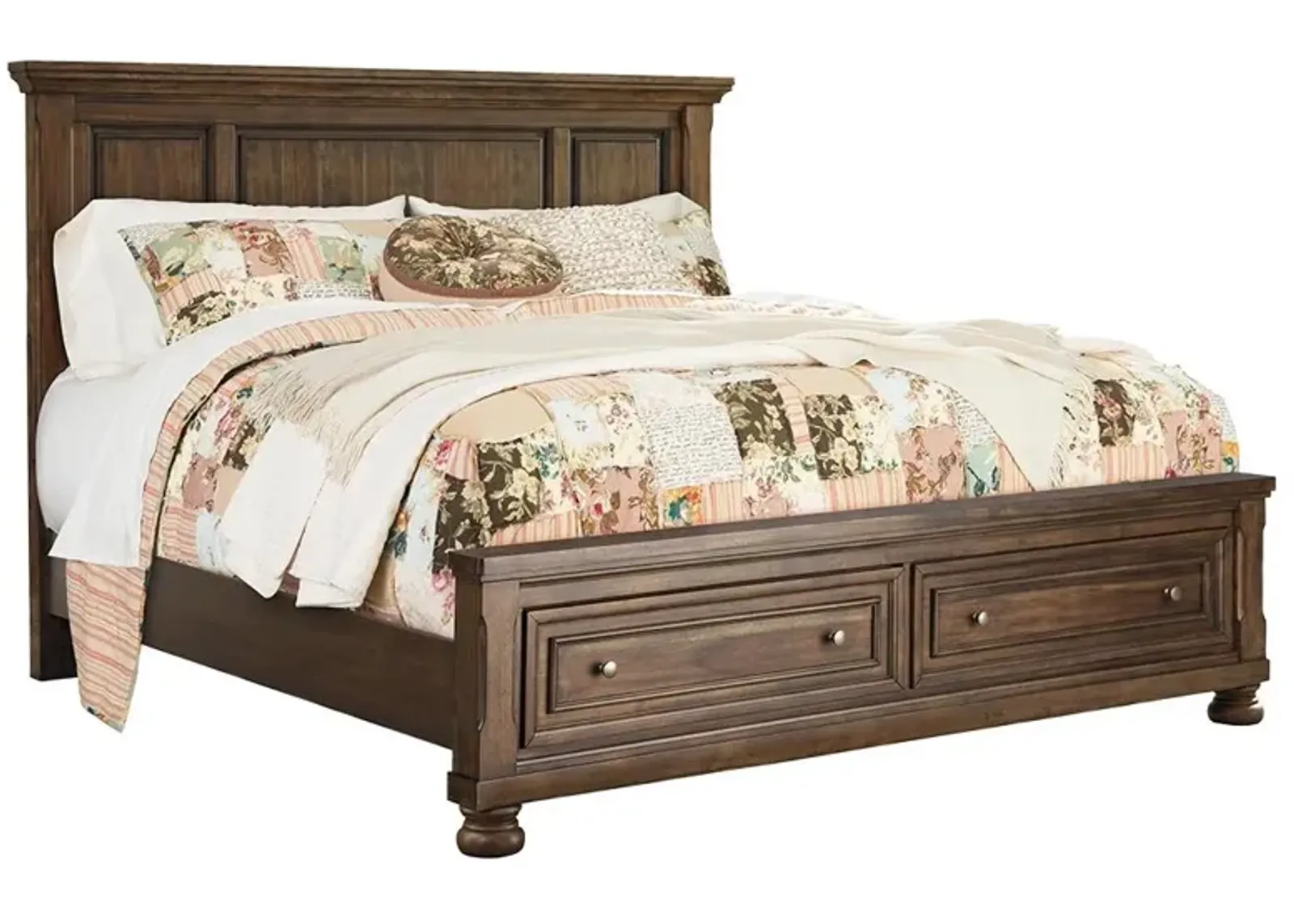 Flynnter Medium Brown King Panel Bed with Storage