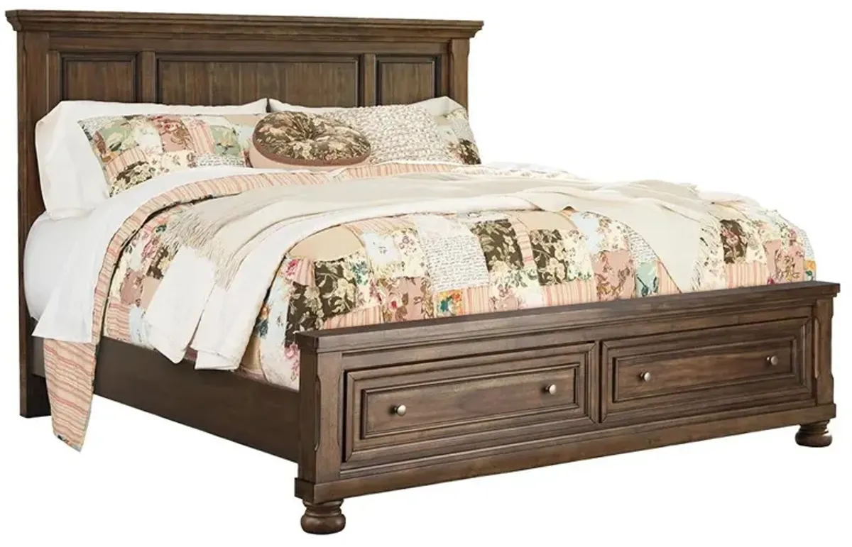 Flynnter Medium Brown King Panel Bed with Storage