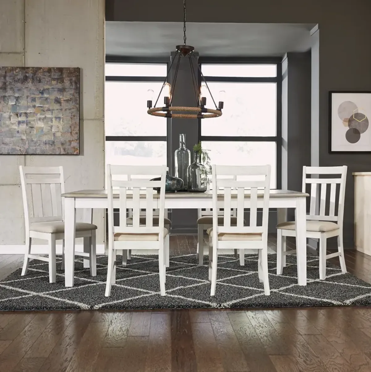 Liberty Furniture Summerville 7-Piece Gray/White Casual Dining Table Set