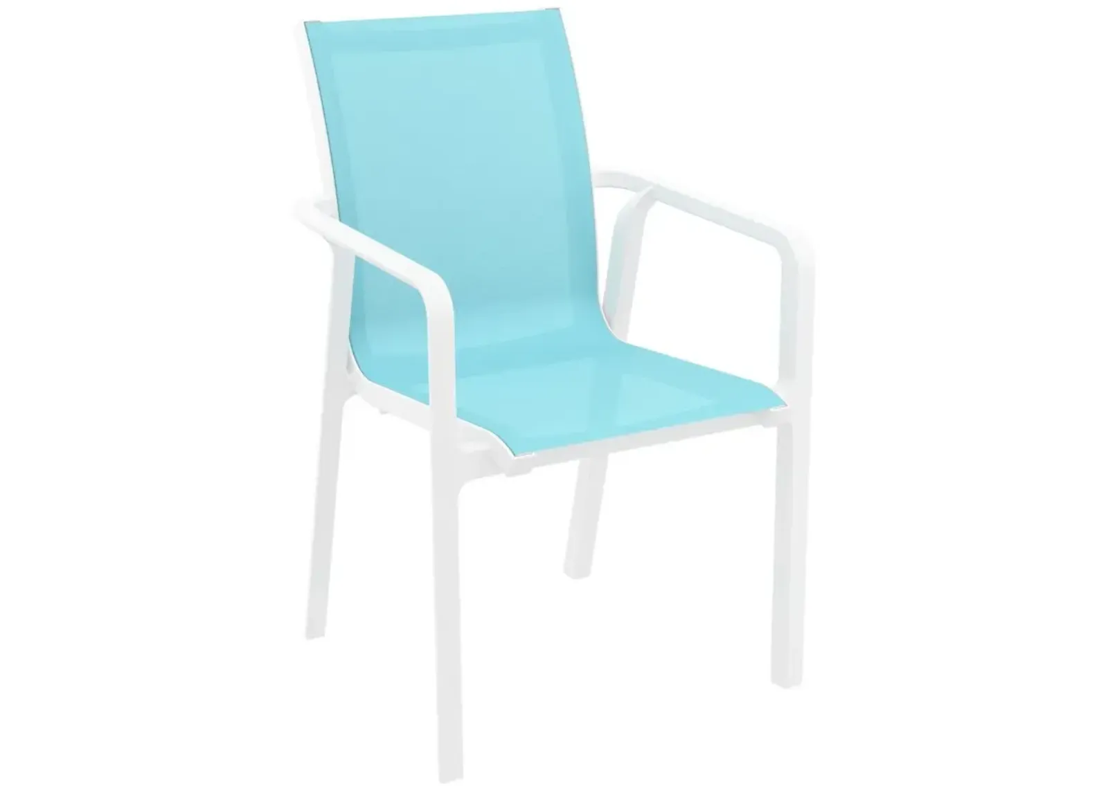 Compamia Pacific 5-Piece Dining Set with Sling Arm Chairs White Frame Turquoise Sling