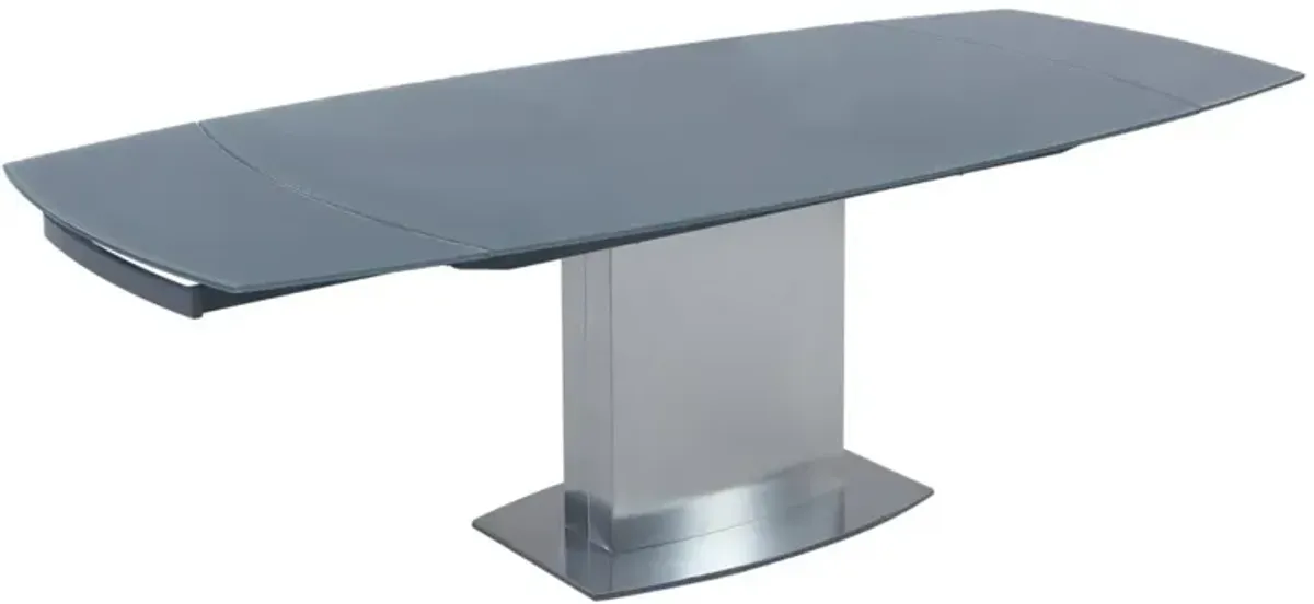 Chintaly Mavis Contemporary Extendable Gray Glass Dining Table