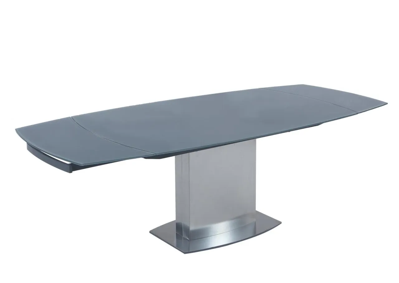 MAVIS CONTEMPORARY EXTENDABLE GRAY GLASS DINING TABLE