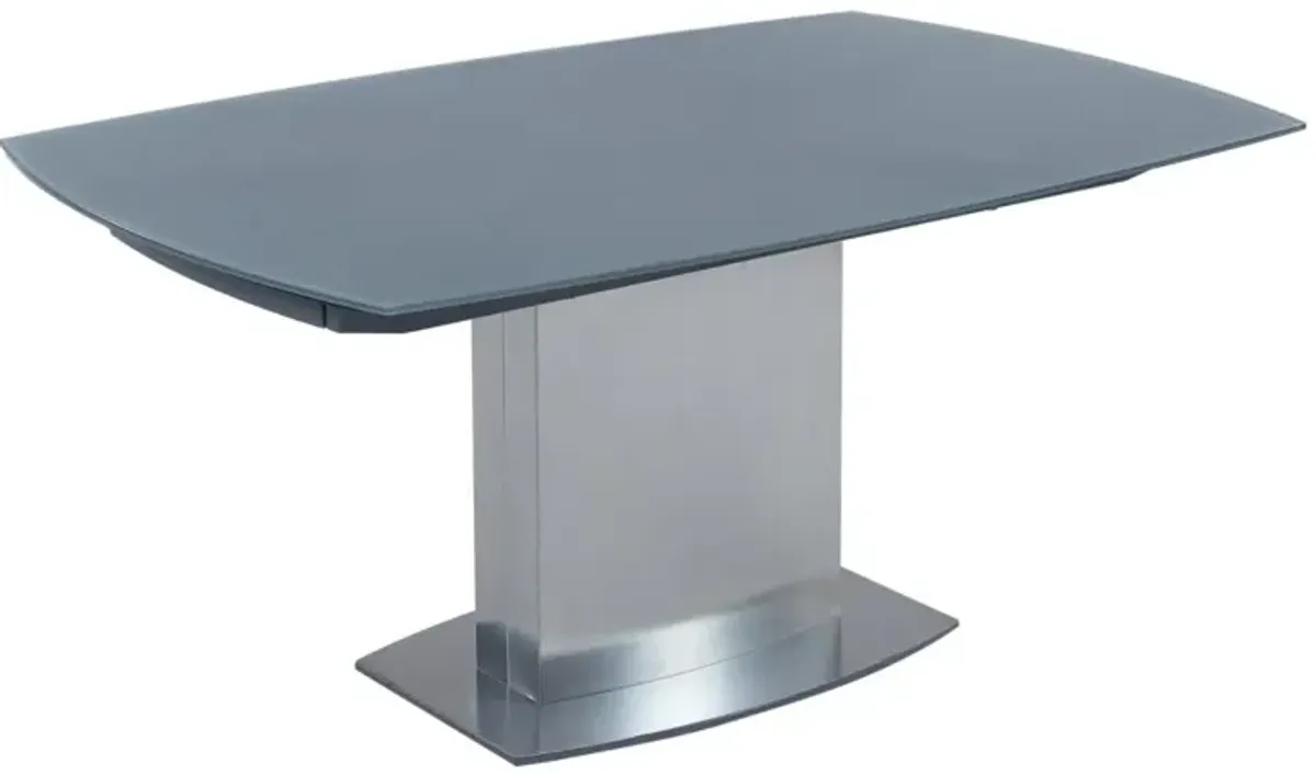 Chintaly Mavis Contemporary Extendable Gray Glass Dining Table