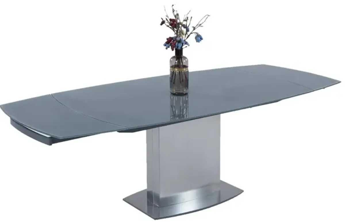 Chintaly Mavis Contemporary Extendable Gray Glass Dining Table