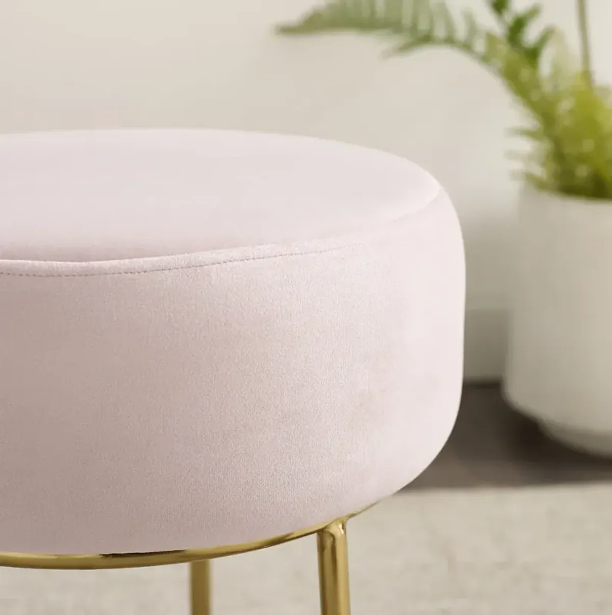 Linon Bandi Pink Accent Vanity Stool