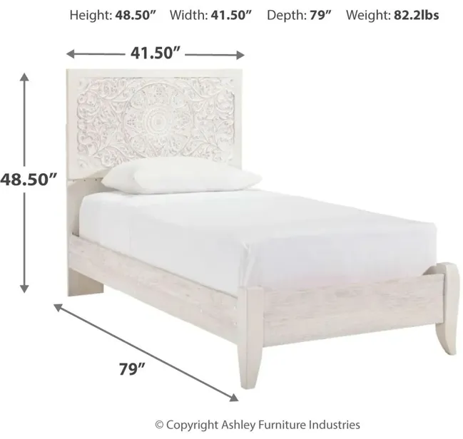 PAXBERRY TWIN PANEL BED WHITEWASH SIGNATURE DESIGN