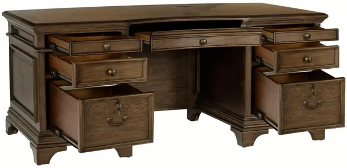 Coaster Hartshill 72 Inch 7-Drawer Executive Desk Burnished Oak