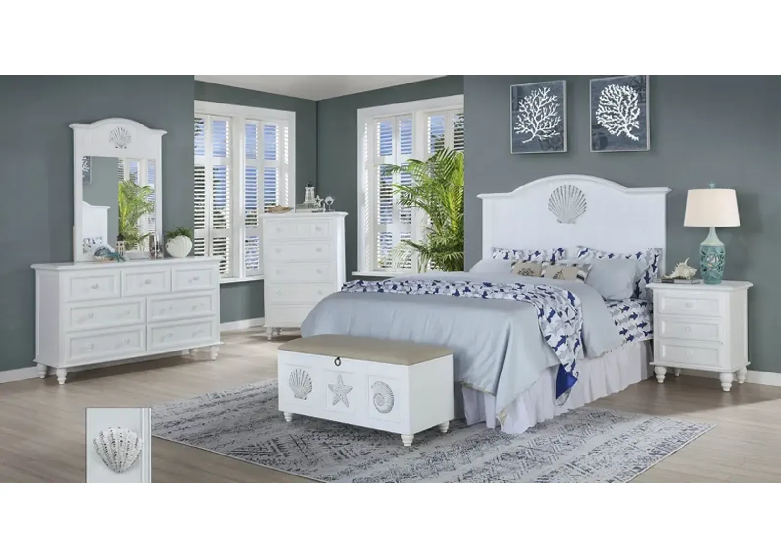 Madison Avenue Sea Haven White 7-Drawer Dresser