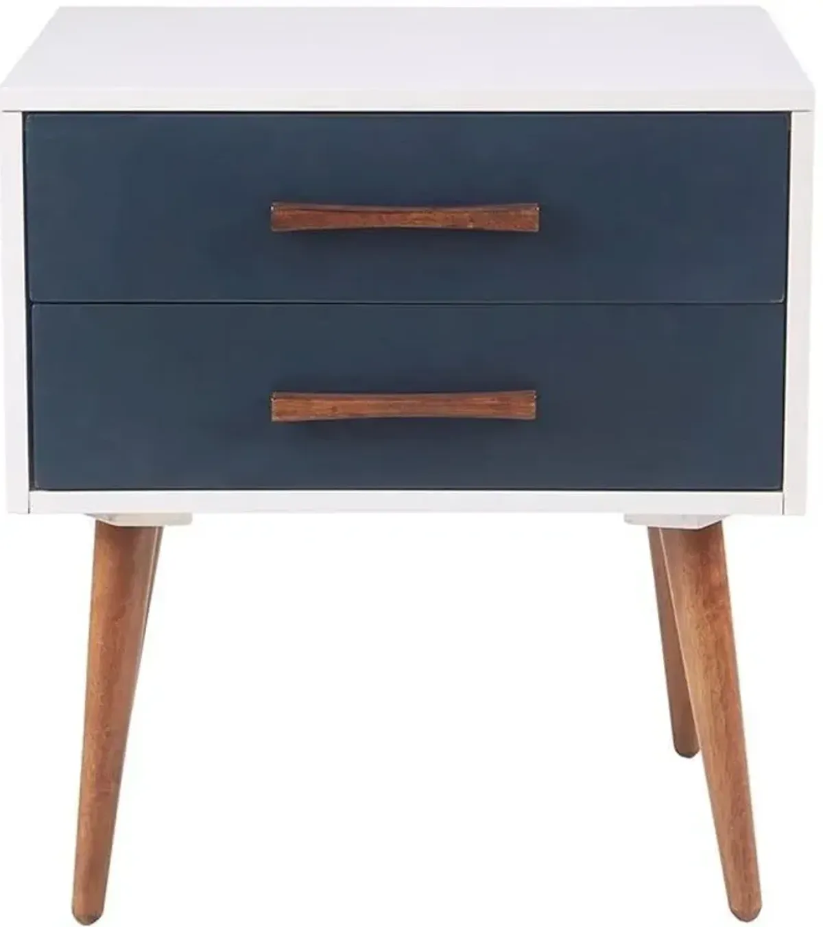 Olliix Ink+Ivy Off-White/Navy Jeremy Storage Nightstand