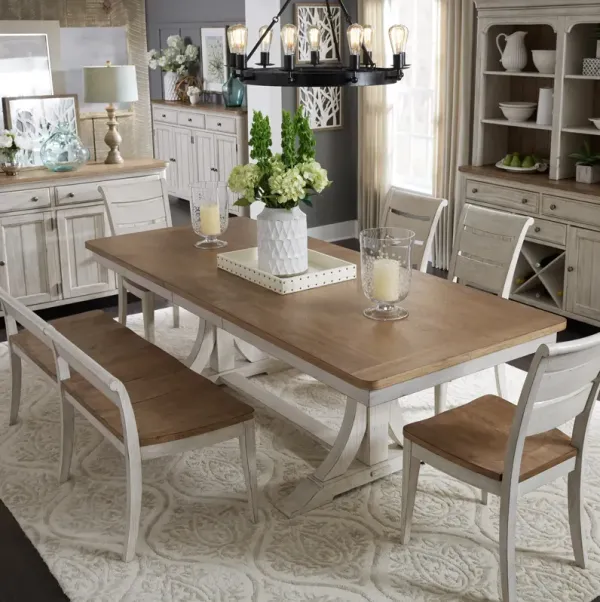 Liberty Furniture Farmhouse Reimagined 6-Piece Two-Tone Trestle Table Set