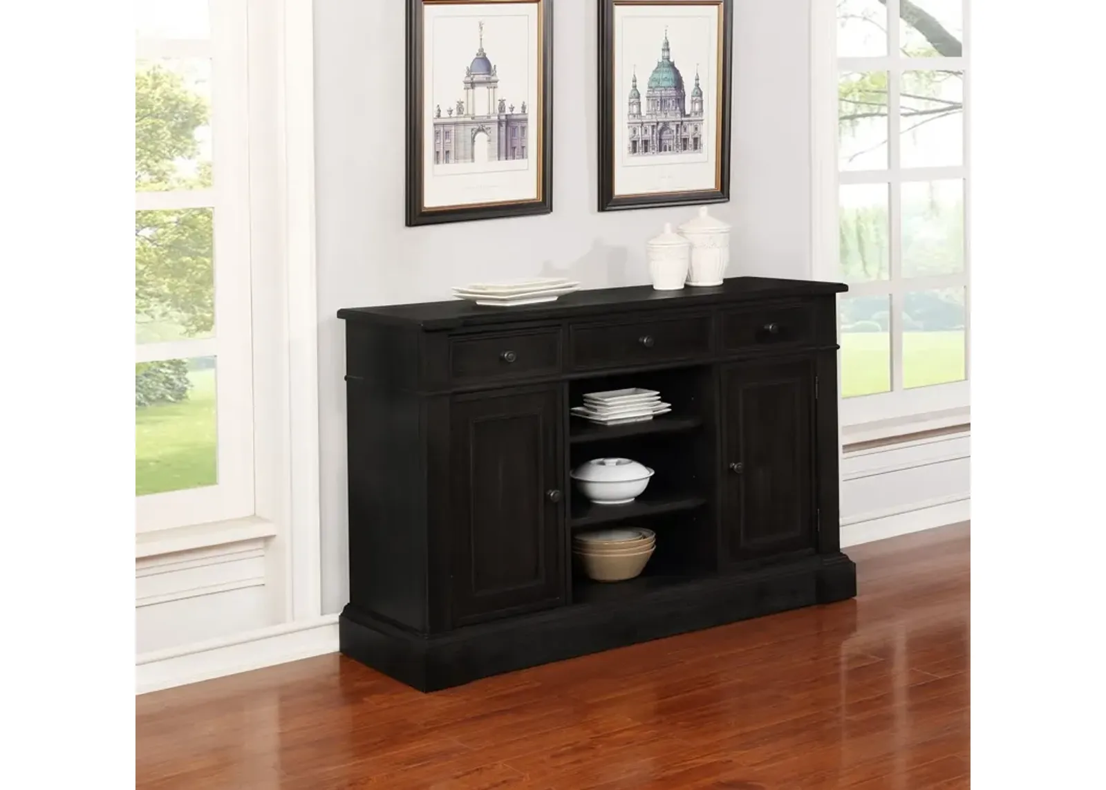 Coaster Phelps 2-Door Sideboard Buffet Cabinet Distressed Noir